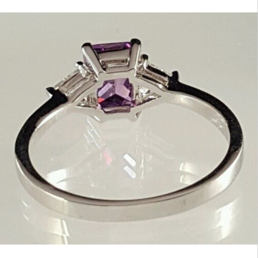 Silver Plated Cocktail Ring Purple Cubic Zirconia size 10 * - Picture 5 of 9
